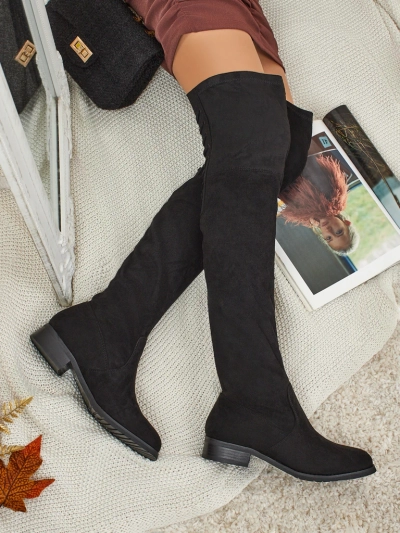 Denvoria női térd fölötti öko velúr csizma