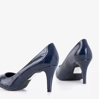 OUTLET Sötétkék lakkozott szivattyúk tűsarkú Brucie - Cipők