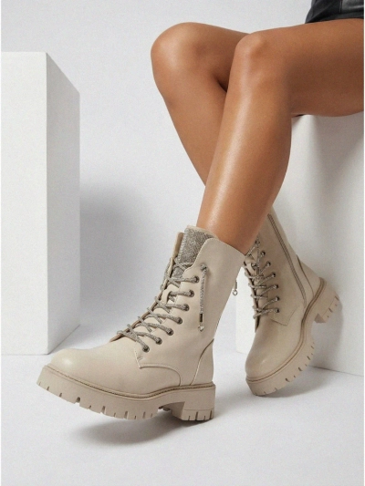 Farly női öko bőr fűzős bokacsizma