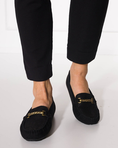 Fekete női mokaszinok Seriti díszítéssel - Cipő