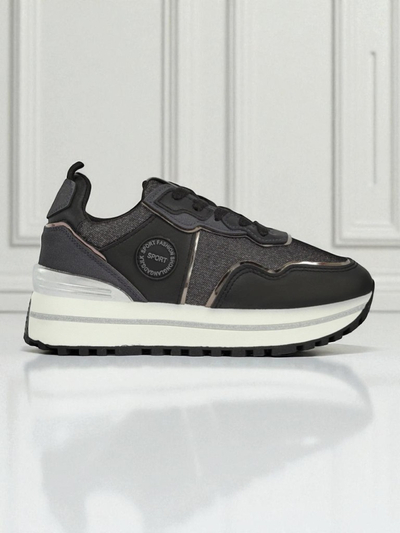 Női Callista Nero platform sneakerek 4 cm, ökológiai bőr