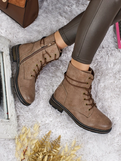 Ravonna női fűzős öko bőr bokacsizma