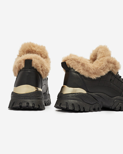 Fekete bundás női sportcipő Flixi - Lábbeli