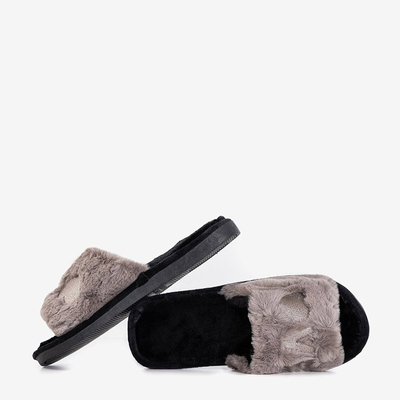 Szürke női papucs szőrrel Wortan - Lábbeli