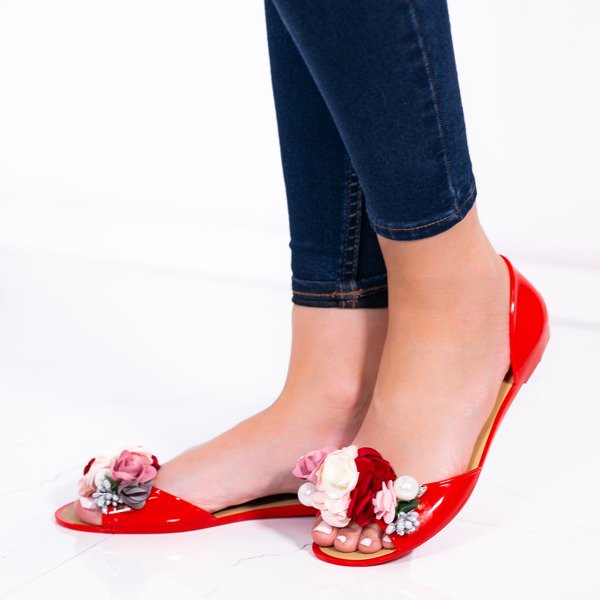 Czerwone meliski z ozdobą Meliene - Obuwie