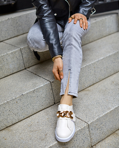 Krémszínű női bebújós sportcipő Derera - Lábbeli