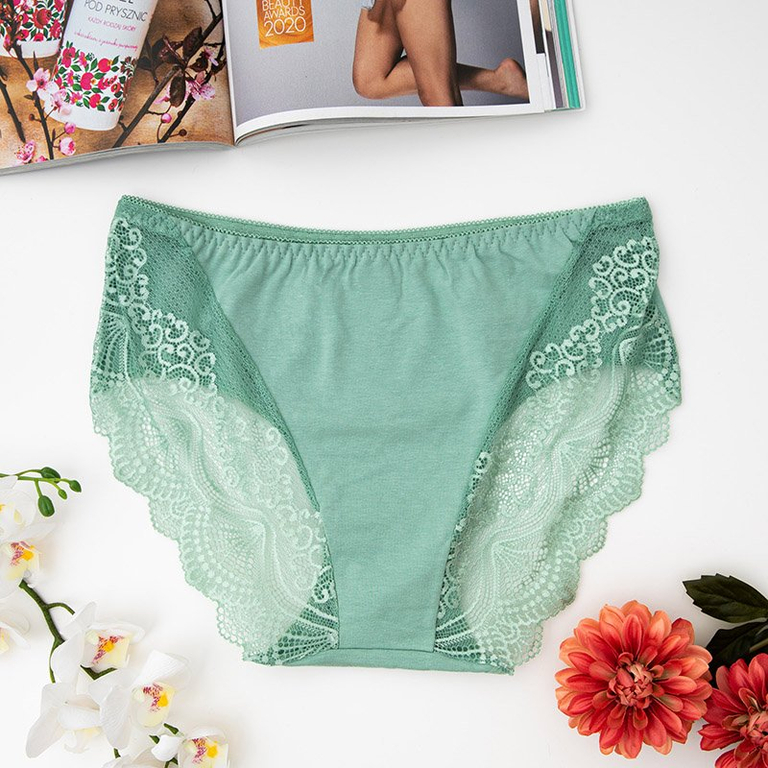 Zöld női pamut bugyi PLUS SIZE - Fehérnemű