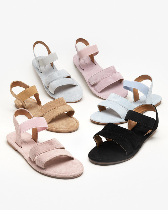 OUTLET Világosbarna női öko-velúr lapos szandál Nerina - cipő