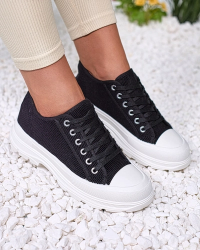Royalfashion Fekete női platform tornacipő Spollero