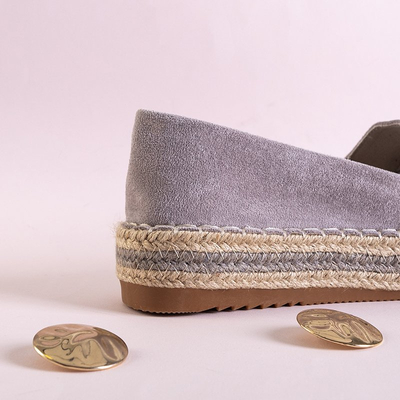 Szürke női espadrillák a peronon Izira díszítéssel - cipő