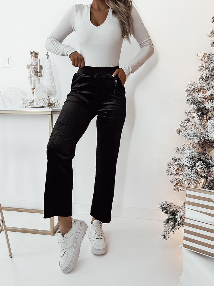 Royalfashion Sötétbarna kordbársony szövetnadrág nőknek