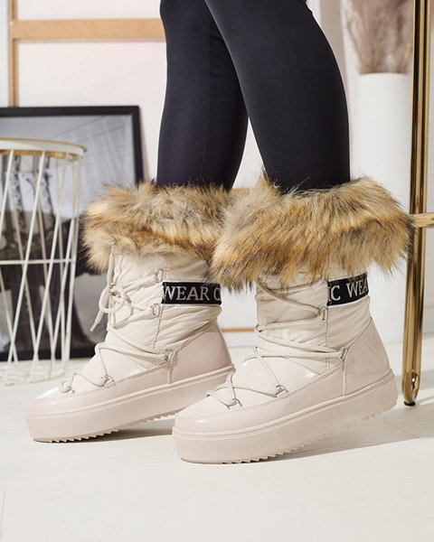 Bézs színű női szőrmés hócsizma Lilitsa- Lábbeli