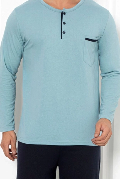 Royalfashion pamut férfi pizsama zsebbel