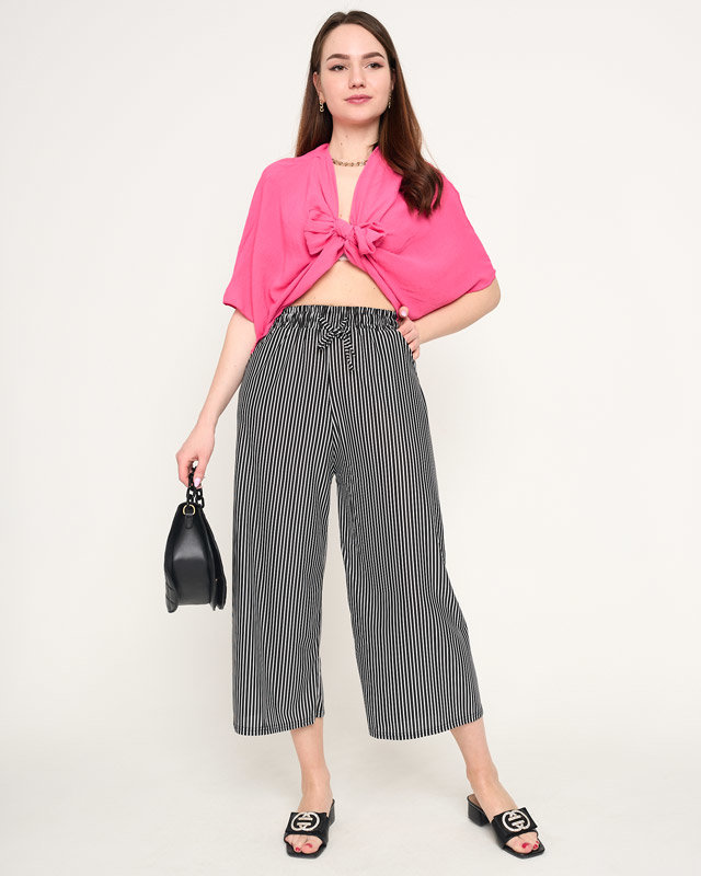 Női fekete csíkos szövet nadrág - Ruházat