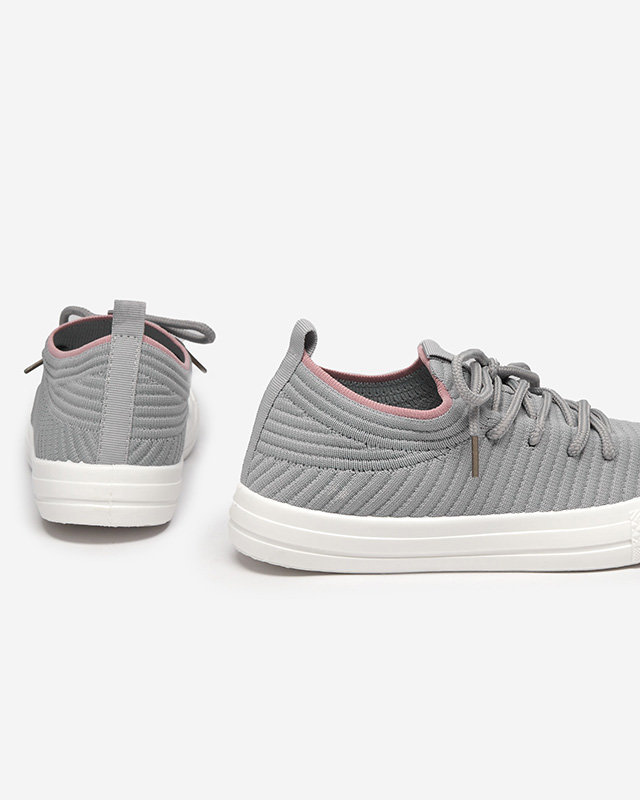 OUTLET Szürke női bordás tornacipő Manfer- Footwear