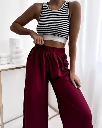 Royalfashion Maroon női 7/8-os culotte nadrág