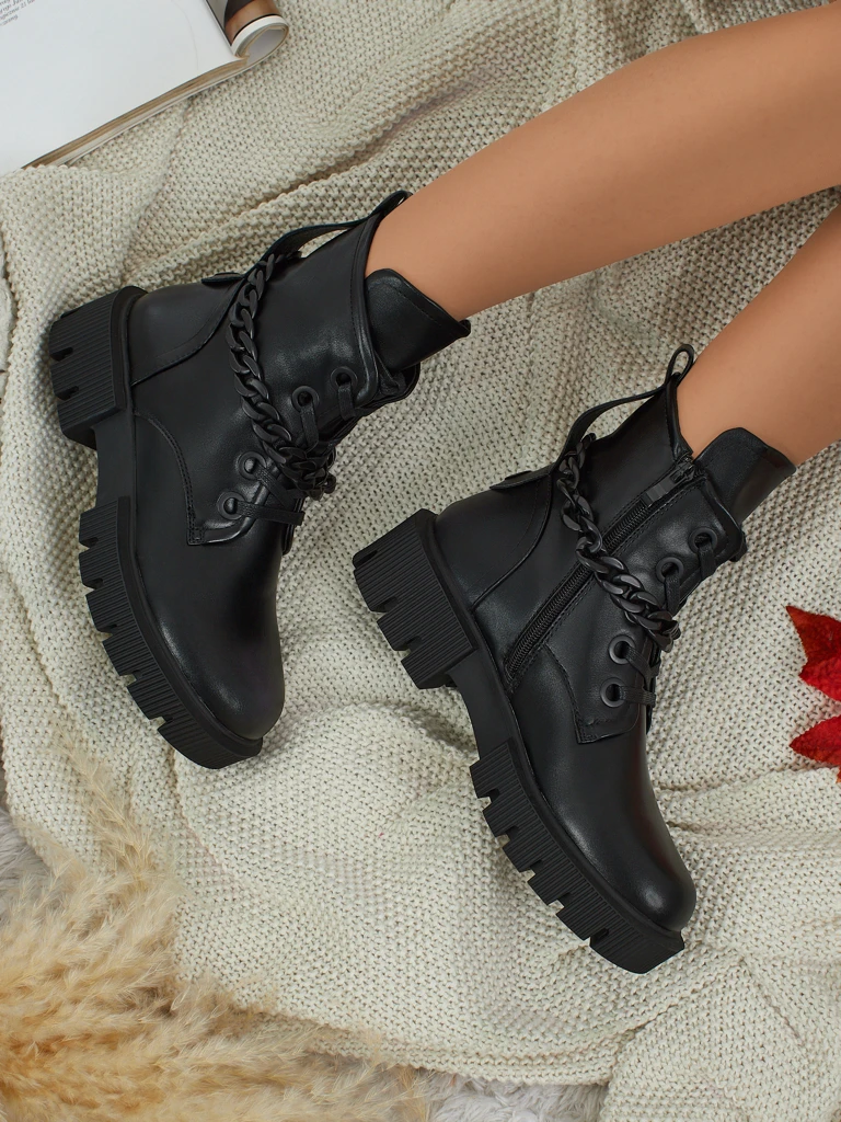 Eko bőr fűzős női Anviq bokacsizma