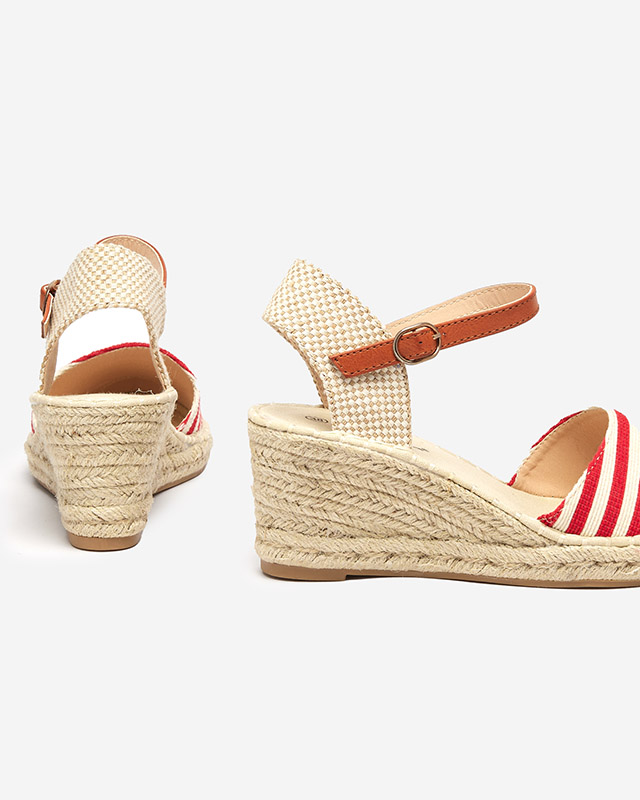 Piros női szandál a'la espadrilles csíkokkal Mecera - Cipők