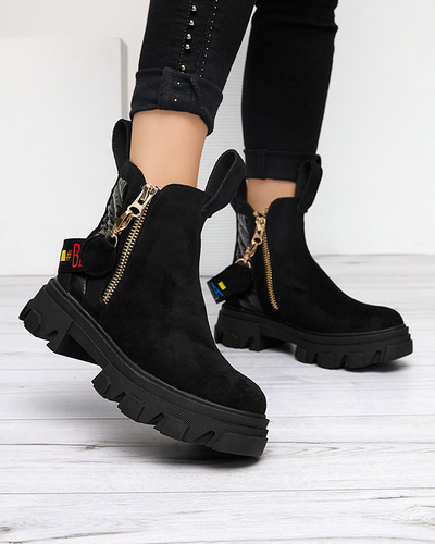 Női fekete eco velúr csizma Osall-Footwear