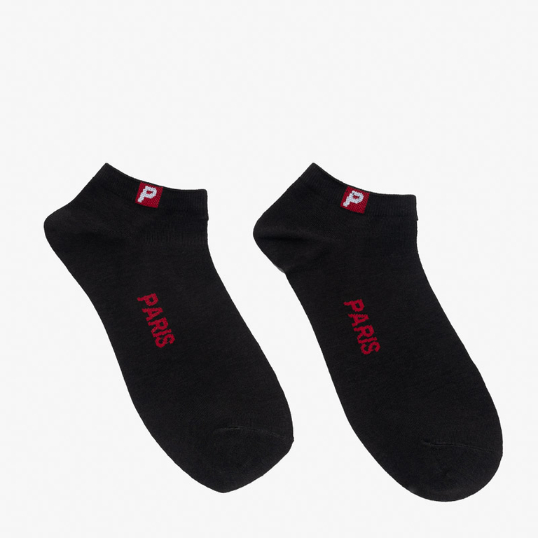 Férfi fekete pamut rövid zokni piros felirattal - Fehérnemű
