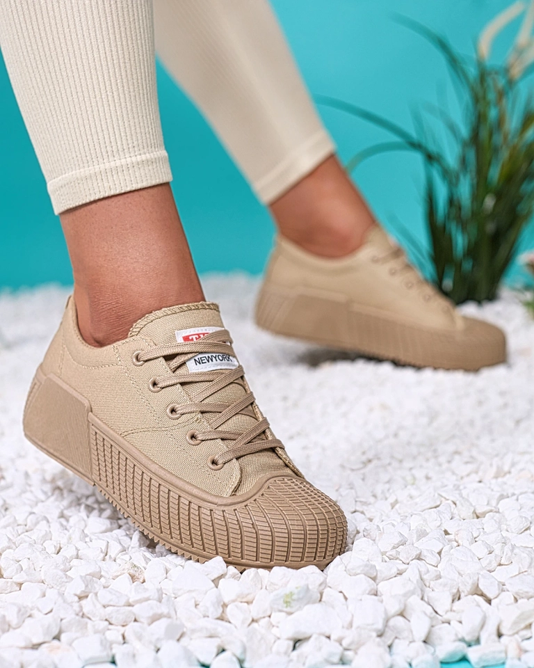 Royalfashion Világosbarna Brigera platform sportcipő