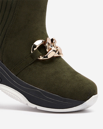 Női zöld szigetelt öko-szarvasbőr csizma Cuzitta- Lábbeli