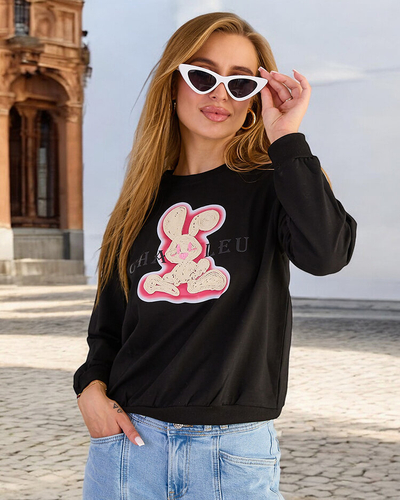 Royalfashion Női pamut vékony nyomtatott pulóver