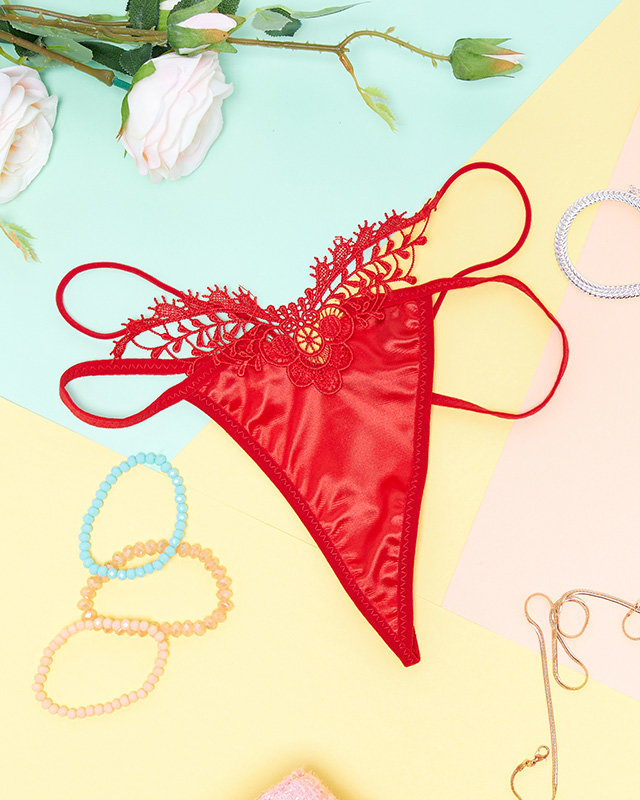 Női piros csipke tanga - Fehérnemű