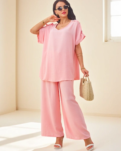 Royalfashion Női pamut szett rövid ujjakkal és bő nadrággal