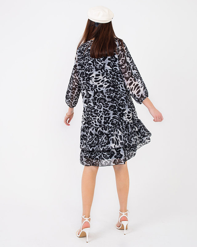 Női szürke ruha dombornyomással - Ruházat