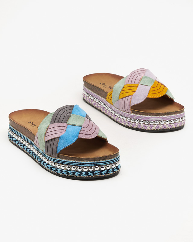 Lila női papucs vastag talpon Cekolina - Lábbeli