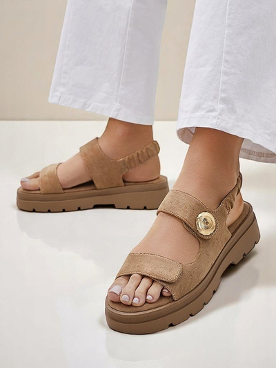 Royalfashion Callisto női barna ökológiai bőr platform szandál