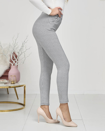 Szürke-fekete női kockás treggings- Ruházat