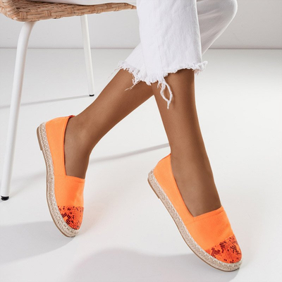 Neon narancssárga női espadrille állatdomborítással - Lenda - cipő