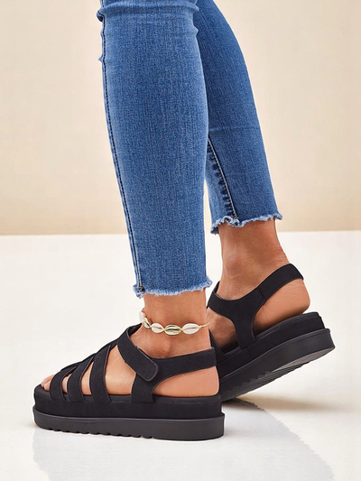 Heraclea Royalfashion női platform szandál öko bőrből, fekete