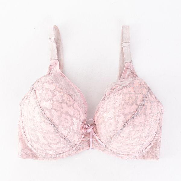 Női rózsaszín és szürke csipke melltartó - fehérnemű