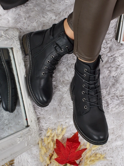 Ravonna női fűzős öko bőr bokacsizma