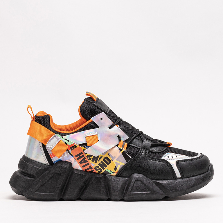 Fekete női sportcipő színes betétekkel Deroni - Lábbeli