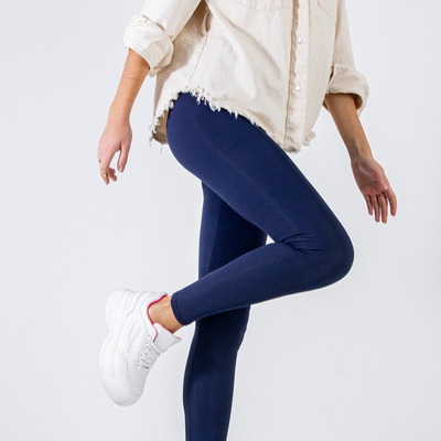 Női sötétkék leggings hímzett cicával - Ruházat