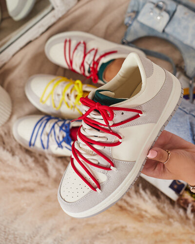 Fehér és szürke női sportcipő piros fűzővel Olierinc - Lábbeli