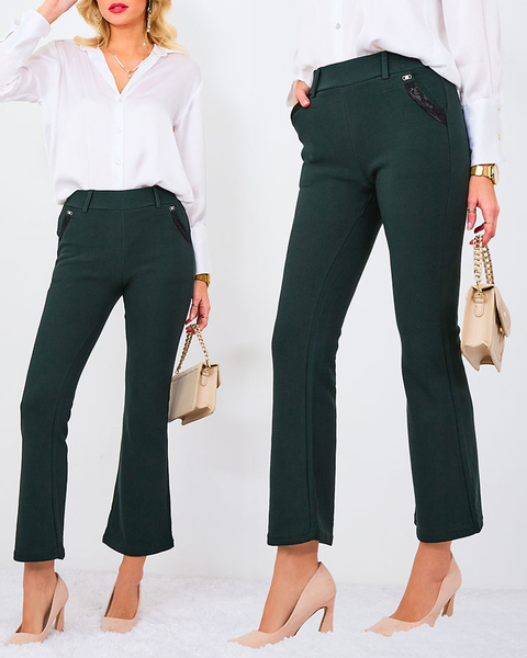 Royalfashion Sötétzöld női szövetnadrág a'la bells