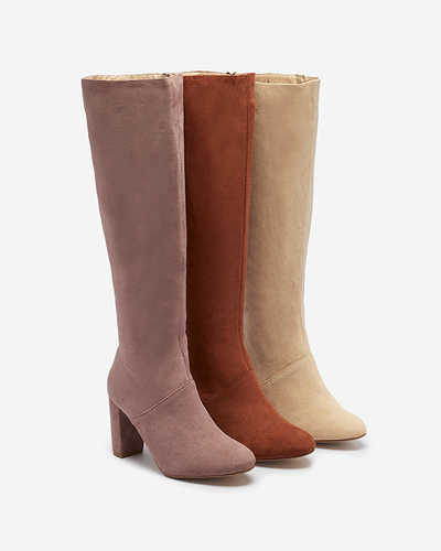 Rózsaszín női öko-szarvasbőr tűsarkú csizma Asdorra- Lábbeli