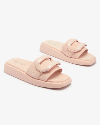 Rózsaszín női flip-flop öko-szarvasbőrből Omve - Lábbeli