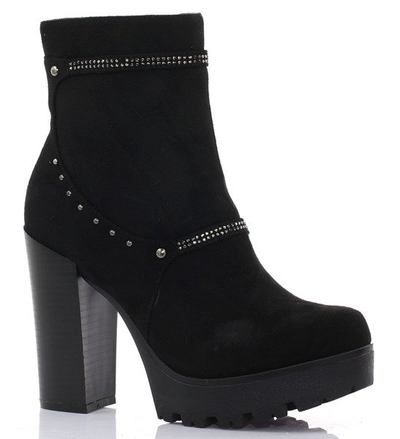 Czarne botki z eko-zamszu - Obuwie