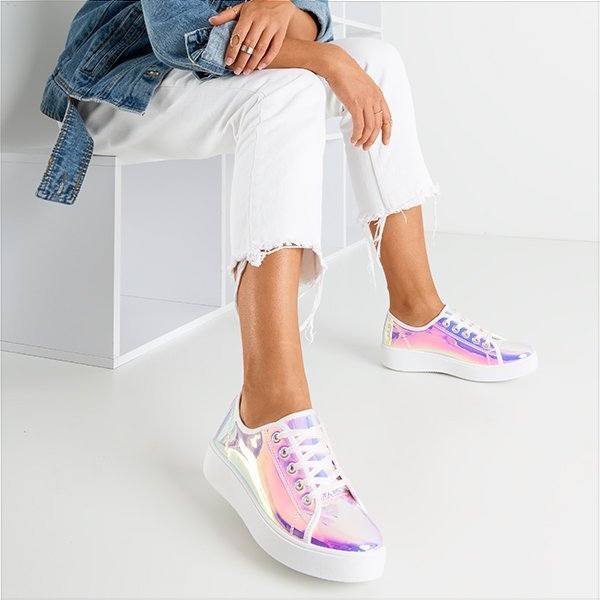 OUTLET lila holografikus cipők a Vordena platformon - lábbeli