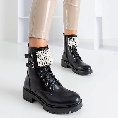 Czarne workery z ozdobami Foga - Obuwie