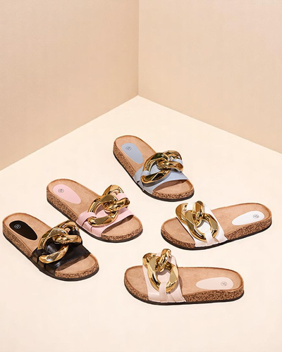 Női bézs papucs Sofig-Footwear díszítéssel