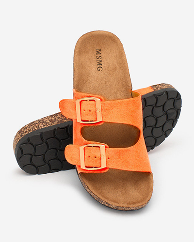 Royalfashion Neon narancssárga női flip-flop csattal Foumy