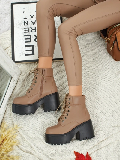 Tavlissa női öko velúr bokacsizma vastag sarokkal és platformmal