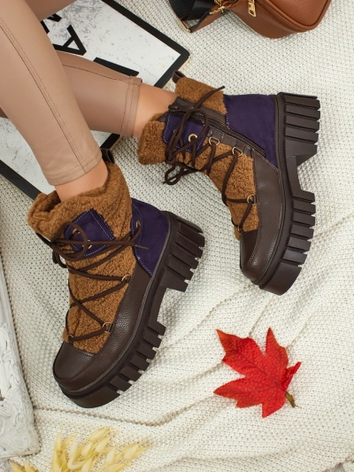 Cindora női worker bakancsok szőrmével